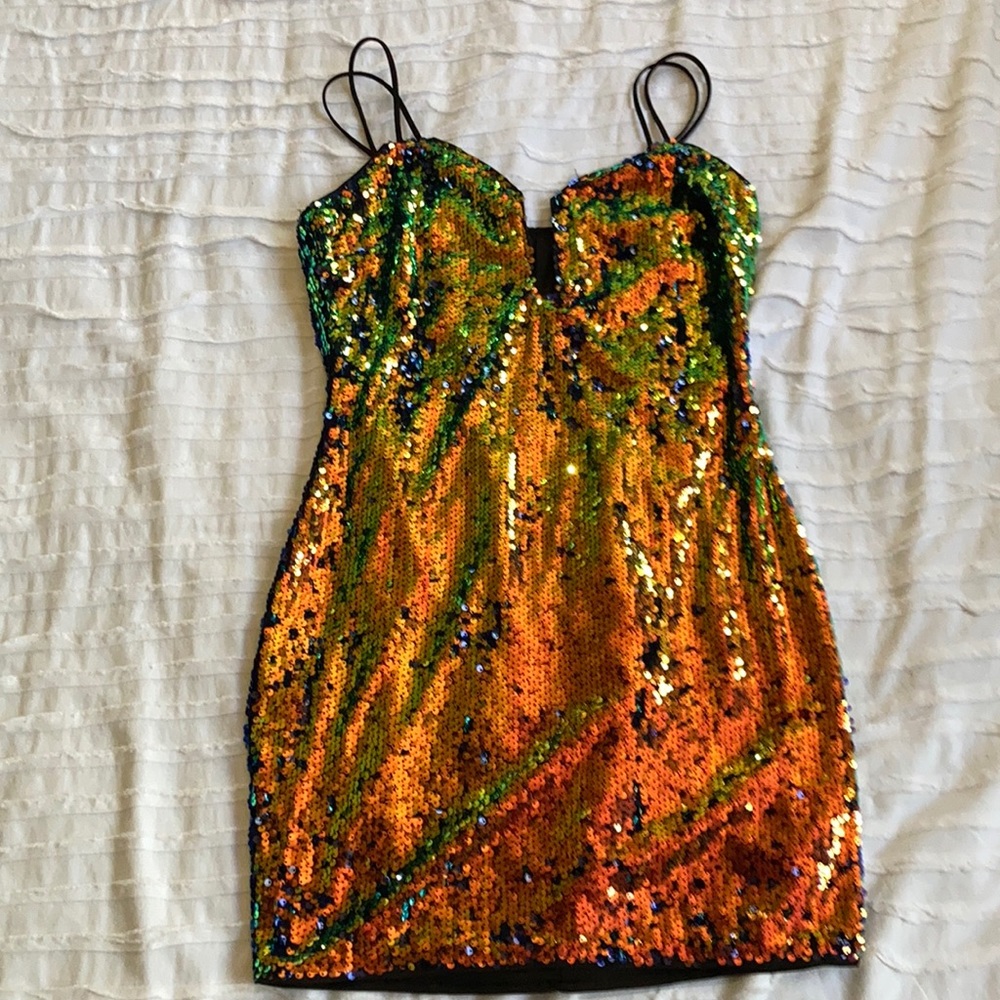 Akira Multicolor Sequin Bodycon Mini Dress